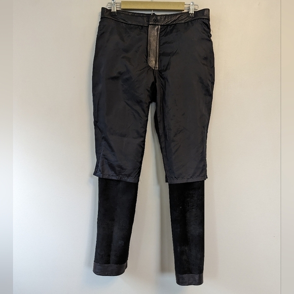 Vintage 90s Y2K Black Leather Straight Leg Pants Minimalist - Picture 3 of 15